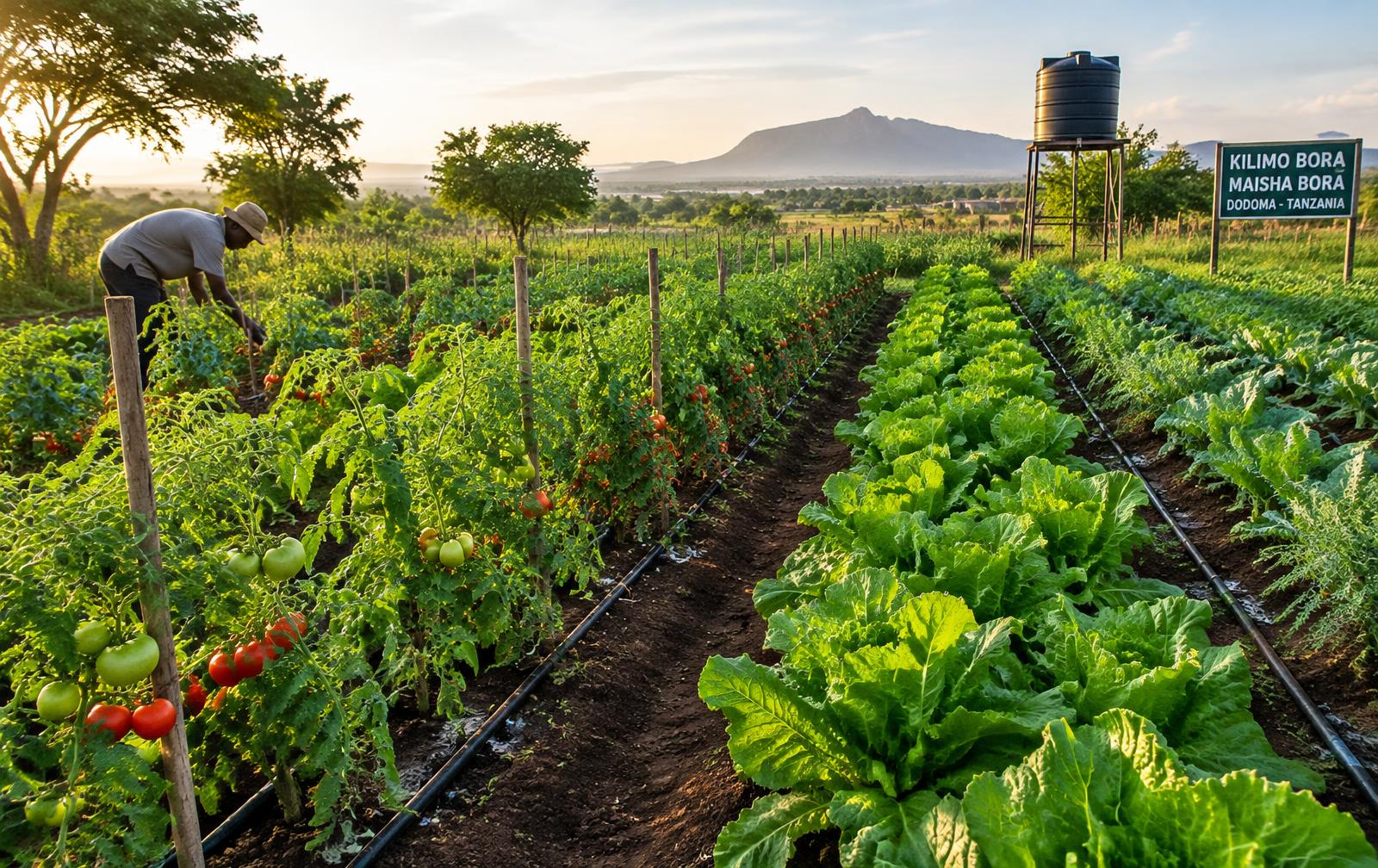 Vegetable rows with drip irrigation at CAM3 farm